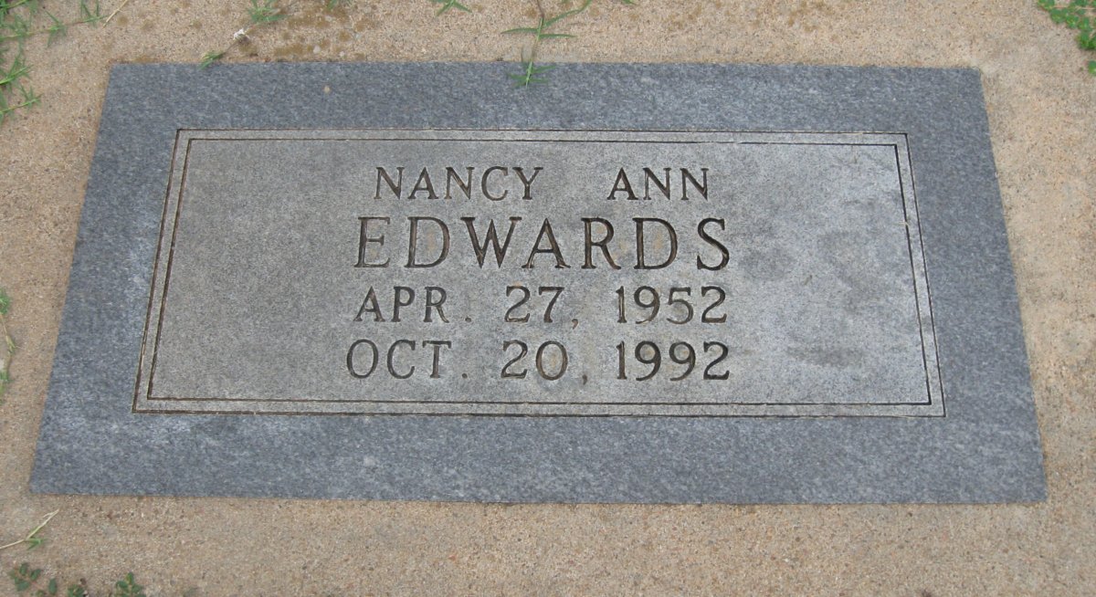 Nancy Edwards head stone from findagrave